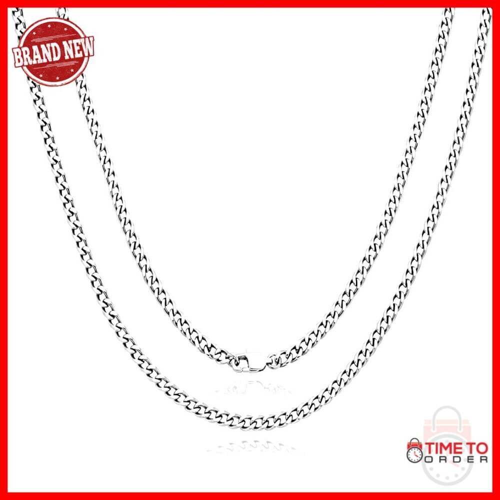 4.5mm Pure Titanium Cuban Link Chain Necklace, 23.62 Inches, Lobster Clasp